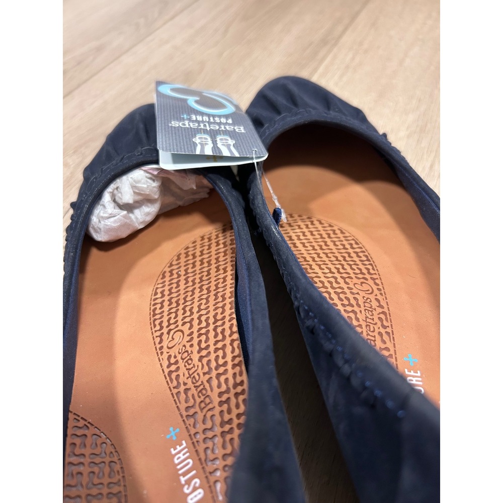 Baretraps Norma Navy Blue Posture+ Ballet Flats Womens 9.5M Pleated Wedge NEW - Picture 8 of 8